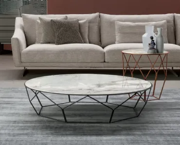 Tavolino rotondo Arbor con top in ceramica e base in metallo di Bonaldo