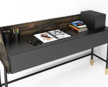 Scrittoio Banko in laccato e legno con base in ferro di Minotti Italia