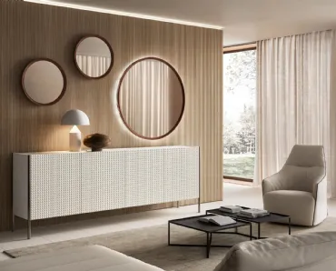 Specchio tondo Peep con cornice in laccato di Capo d'Opera