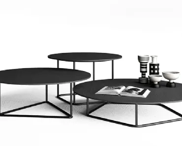 Tavolini con top in cemento antracite Circus di Minotti Italia