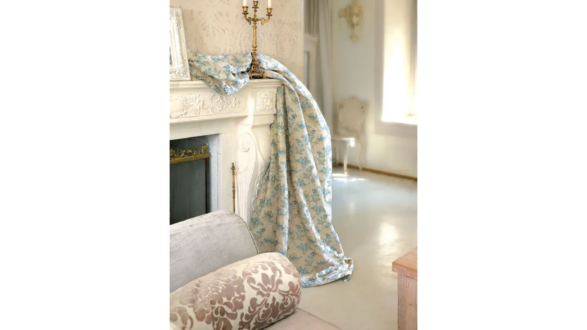 Tenda damascata Classici con fiori azzurri di Acro Texture