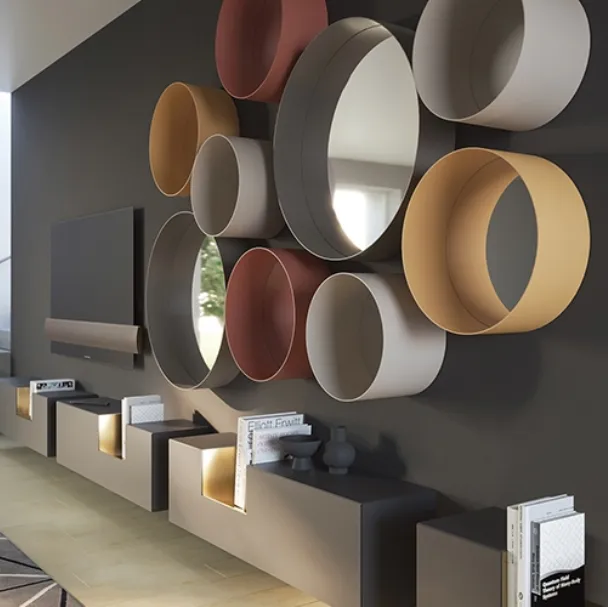 Specchi circolari da parete con cornice in metallo Dot di Minotti Italia