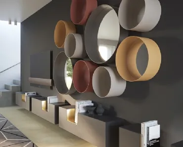 Specchi circolari da parete con cornice in metallo Dot di Minotti Italia