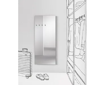 Specchio Appendiabiti in fusione di ottone cromato dal design minimal Chiodo Fisso Mirror di Minotti Italia