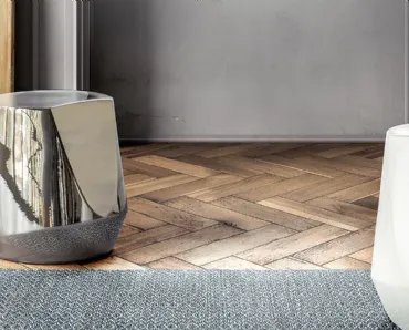 Tavolino di design Haik in ceramica ipergress con finitura metallica Argento di Pianca