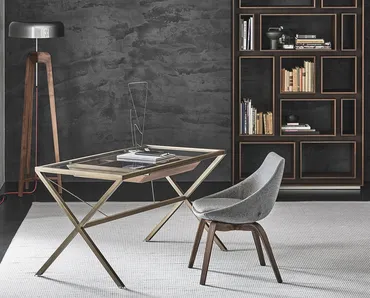 Scrittoio con piano in cristallo e struttura in metallo Stylo di Porada