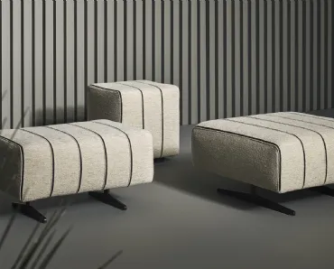 Pouf in tessuto imbottito con base in metallo Mark di Bonaldo