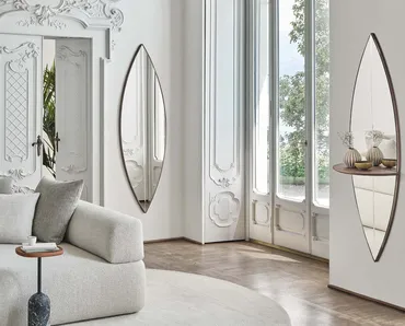 Specchiera da parete con cornice in legno Surf di Porada