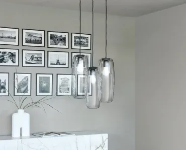 Lampada a sospensione in vetro soffiato trasparente Bio-s di Bonaldo