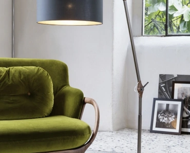 Lampada da terra Gary in metallo, marmo e tessuto di Porada