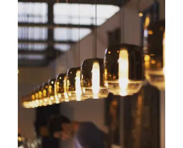 Lampada a sospensione in vetro Gong Mini di Prandina