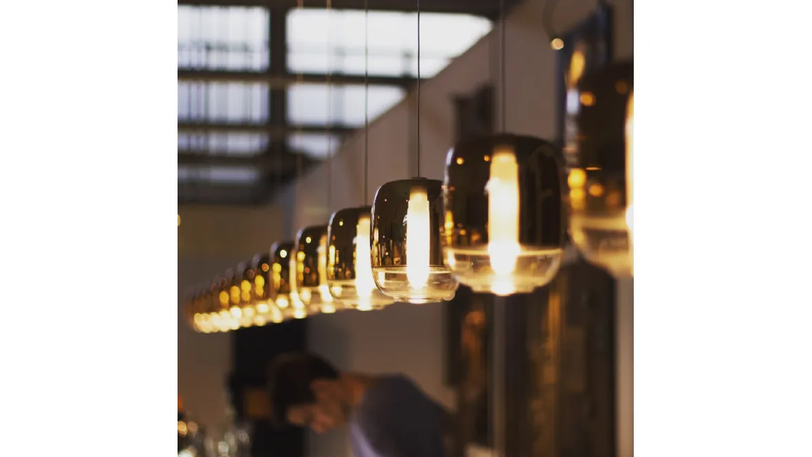 Lampada a sospensione in vetro Gong Mini di Prandina