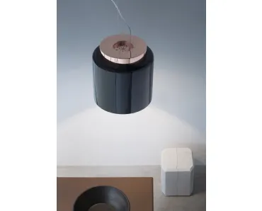 Lampada a sospensione in vetro verniciato nero lucido Segesta di Prandina
