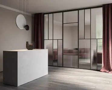 Porta battente per interni in vetro con telaio in alluminio Celine di Albed