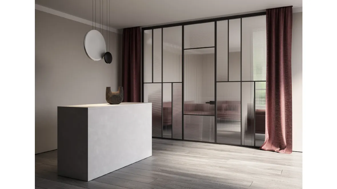 Porta battente per interni in vetro con telaio in alluminio Celine di Albed