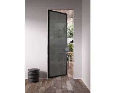 Porta per interni in vetro con telaio in allumiio Next di Albed