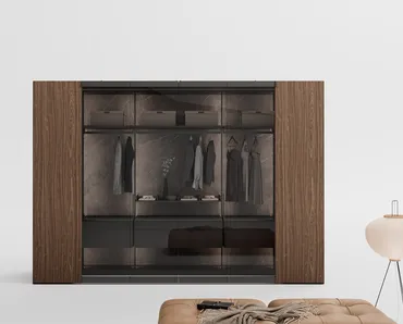 Cabina Armadio Camerino Freedhome in canneté Noce di Caccaro