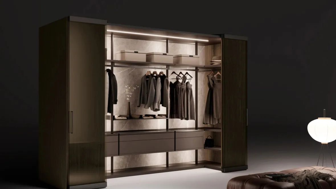 Cabina Armadio Camerino Freedhome in canneté Noce di Caccaro