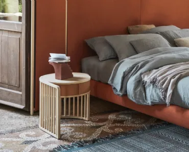 Comodino Palù in legno e cuoio di Pianca