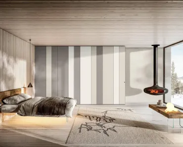 Letto con testiera in legno e base in vetro Air 1527 di Lago