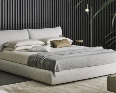 Letto in tessuto imbottito con testiera e box contenitore Blend Bed di Bonaldo