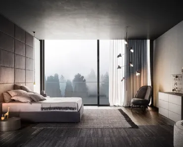Letto Sommier con Boiserie in ecopelle Imbottita di Pianca