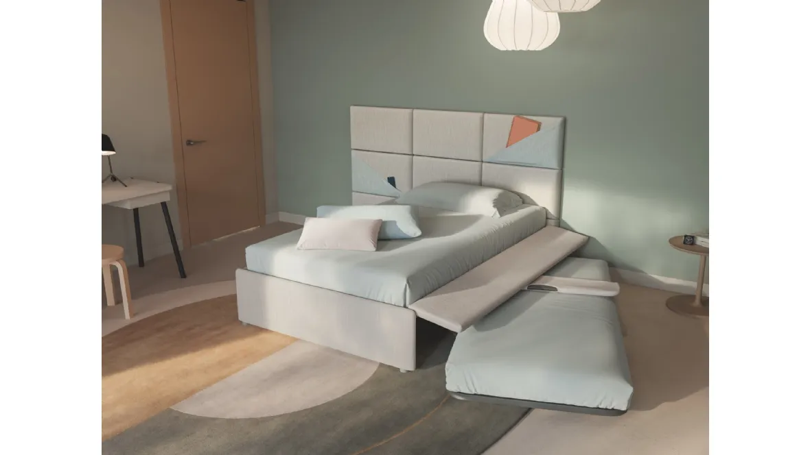 Letto singolo con letto estraibile Boiserie Marlene di Twils