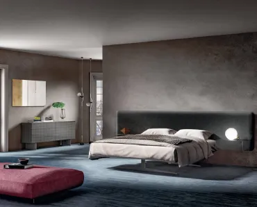 Letto con testiera ampia in tessuto Steel 1747 di Lago