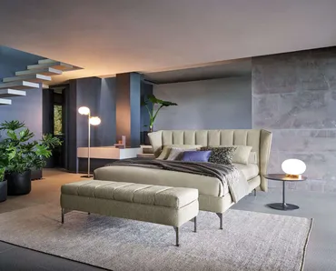 Letto in tessuto con testiera trapuntata Opéra Fleur di Twils