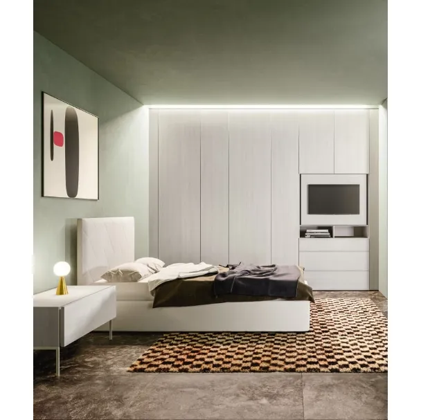 Letto con testiera in tessuto imbottito Icon Big di Zalf