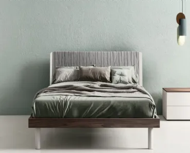 Letto Tablet in nobilitato con testiera rivestibile in tessuto di Zalf
