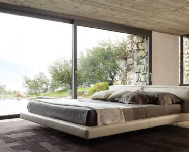 Letto in pelle con testiera dal design essenziale Zenith di Desirèe