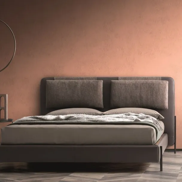 Letto Sommier in tessuto con Boiserie imbottita e trapuntata Soft di Pianca