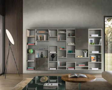 Libreria sospesa 30mm 0912 in laccato e vetro di Lago