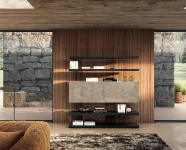 Libreria Air 2685 in vetro e laccato di Lago