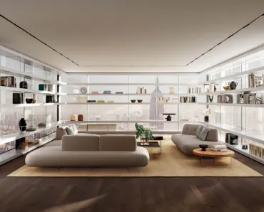 Libreria Air 1243 Angolare Bifacciale in laccato e vetro di Lago