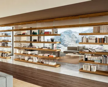 Libreria divisoria in legno e vetro Air 1241 di Lago