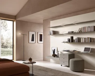 Libreria a muro Boiserie Air in laccato opaco di Capo d'Opera