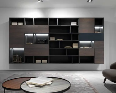 Libreria sospesa Edis N20 in legno e laccato opaco di Fimar