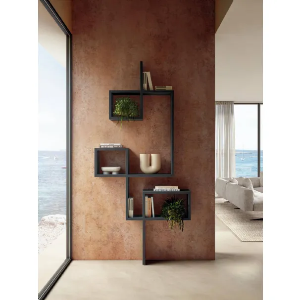 Libreria di design a muro LagoLinea in laccato opaco di Lago