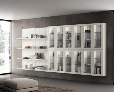 Libreria Living Exclusiva in laccato lucido Bianco Prestige di Scavolini