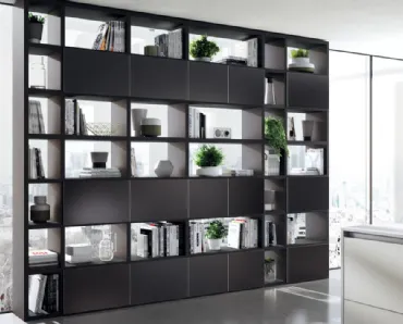 Libreria divisoria Living Tetrix Fluida in vetro laccato di Scavolini