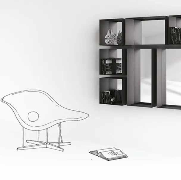 Libreria componibile sospesa Barra Tasto di Minotti Italia