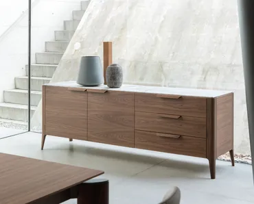 Madia in noce canaletto con piano in marmo Atlante 03 di Porada