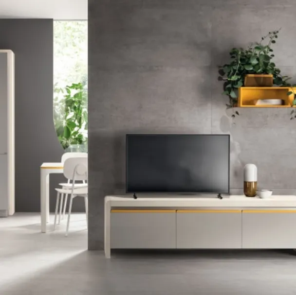 Madia Living Dandy Plus Grigio Velo e Giallo Senape di Scavolini