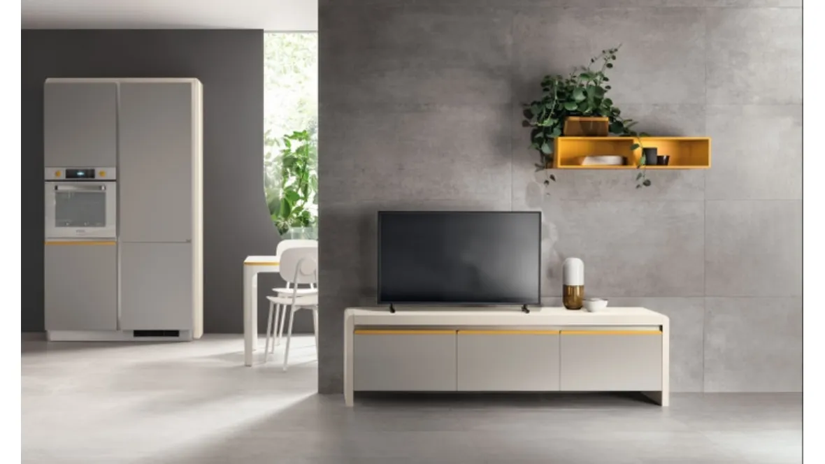 Madia Living Dandy Plus Grigio Velo e Giallo Senape di Scavolini