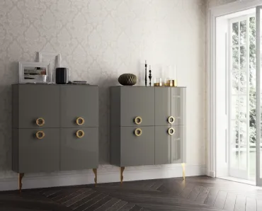 Madia Living Exclusiva in laccato lucido Grigio Titanio di Scavolini