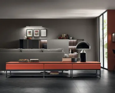 Madia Living Formalia in laccato Rosso Marocco di Scavolini