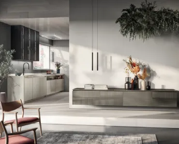 Madia sospesa Living Libra in Vetro dogato verticale e orizzontale di Scavolini