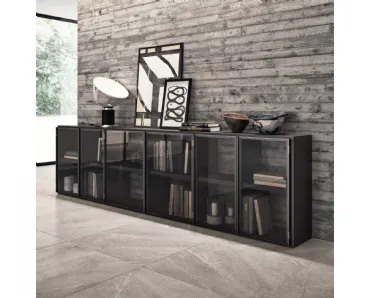 Madia Living Motus in alluminio Grigio Antracite e Vetro Fumé di Scavolini